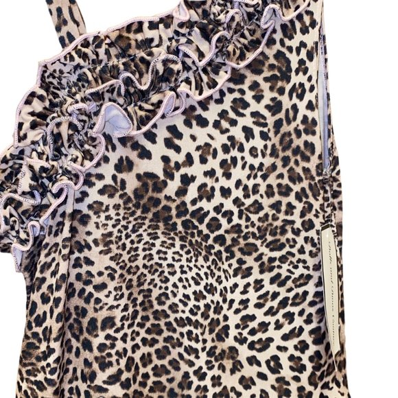 Dolls and Divas Couture Leopard Print Leni One Shoulder Dress Size 6X NWT - Picture 2 of 5
